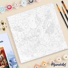 Cargar imagen en el visor de la galería, Mini Pintura por Números 20x20cm con bastidor - Iglesia soleada del pueblo