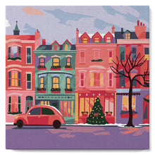 Cargar imagen en el visor de la galería, Mini Pintura por Números 20x20cm con bastidor - Calle navideña colorida