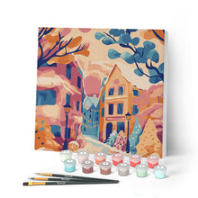 Cargar imagen en el visor de la galería, Mini Pintar por Números 20x20cm con bastidor - Encantadora ciudad nevada