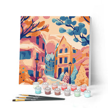 Cargar imagen en el visor de la galería, Mini Pintar por Números 20x20cm con bastidor - Encantadora ciudad nevada