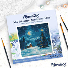 Cargar imagen en el visor de la galería, Mini Pintura por Números 20x20cm con bastidor - Noche estrellada de Navidad