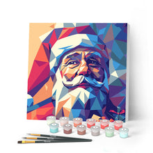Cargar imagen en el visor de la galería, Mini Pintar por Números 20x20cm con bastidor - Papá Noel poligonal