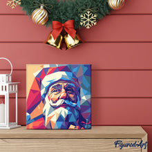Cargar imagen en el visor de la galería, Mini Pintura por Números 20x20cm con bastidor - Papá Noel poligonal