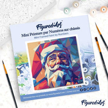 Cargar imagen en el visor de la galería, Mini Pintura por Números 20x20cm con bastidor - Papá Noel poligonal