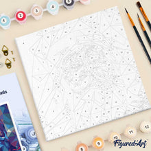 Cargar imagen en el visor de la galería, Mini Pintura por Números 20x20cm con bastidor - Papá Noel poligonal