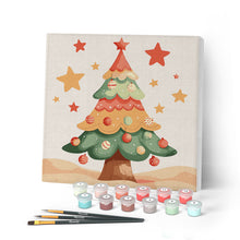 Cargar imagen en el visor de la galería, Mini Pintar por Números 20x20cm con bastidor - Adorable árbol de Navidad