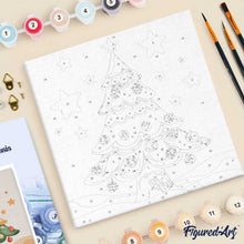 Cargar imagen en el visor de la galería, Mini Pintura por Números 20x20cm con bastidor - Adorable árbol de Navidad
