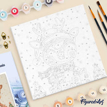 Cargar imagen en el visor de la galería, Mini Pintura por Números 20x20cm con bastidor - Reno festivo