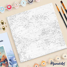 Cargar imagen en el visor de la galería, Mini Pintura por Números 20x20cm con bastidor - Lago y Monte Fuji