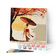Cargar imagen en el visor de la galería, Mini Pintar por Números 20x20cm con bastidor - Paseo Pacífico de una Geisha