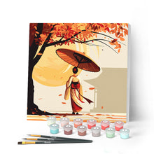 Cargar imagen en el visor de la galería, Mini Pintar por Números 20x20cm con bastidor - Paseo Pacífico de una Geisha