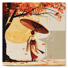 Cargar imagen en el visor de la galería, Mini Pintura por Números 20x20cm con bastidor - Paseo Pacífico de una Geisha