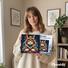 Cargar imagen en el visor de la galería, Mini Pintura por Números 20x20cm con bastidor - Gato Samurái