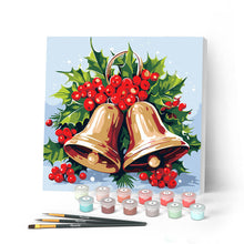Cargar imagen en el visor de la galería, Mini Pintar por Números 20x20cm con bastidor - Campanas de Navidad
