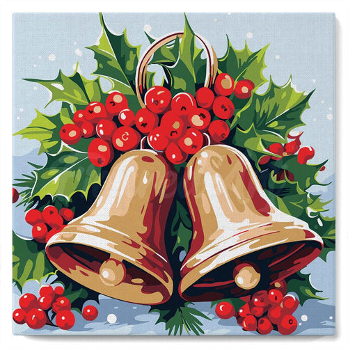Mini Pintar por Números 20x20cm con bastidor - Campanas de Navidad