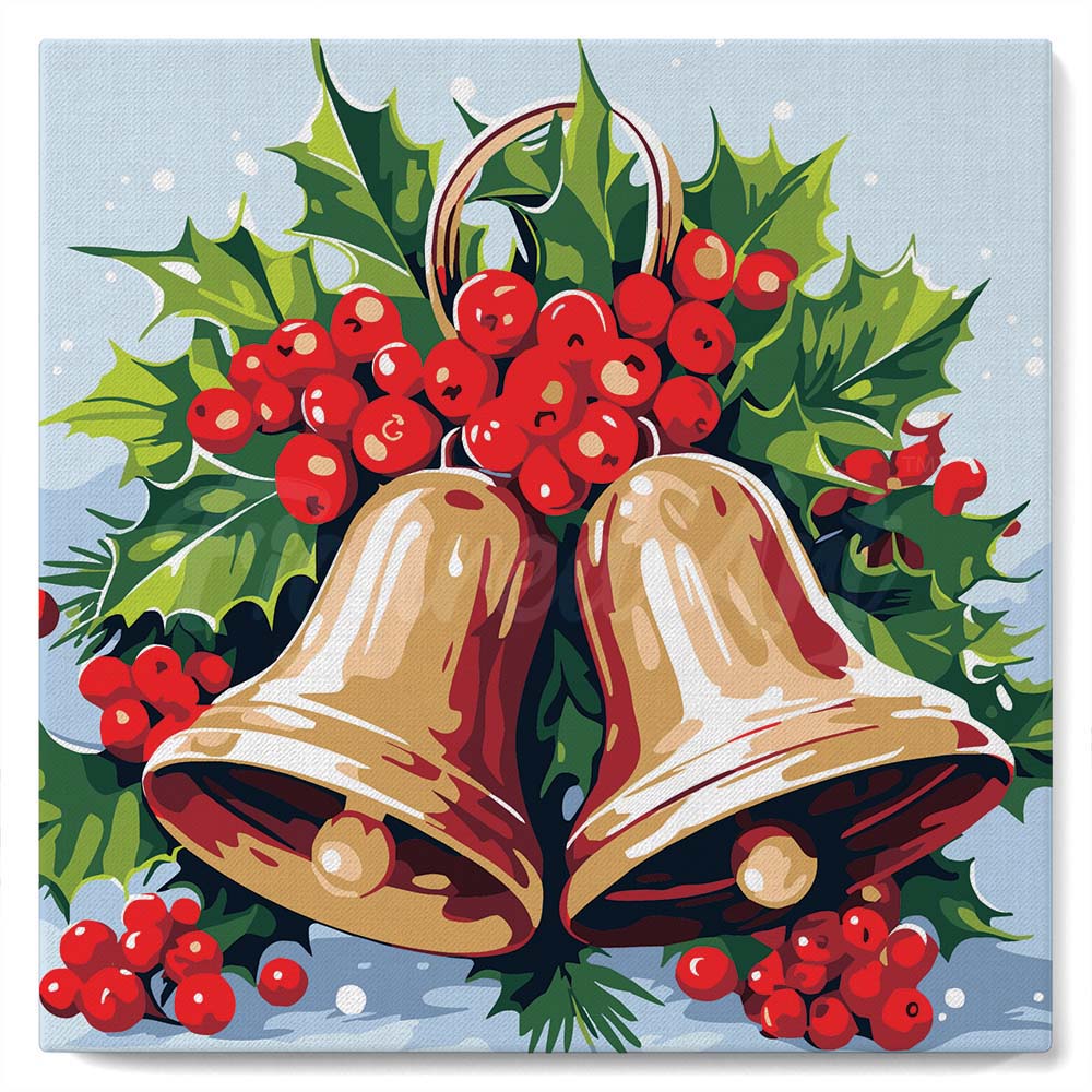 Mini Pintar por Números 20x20cm con bastidor - Campanas de Navidad