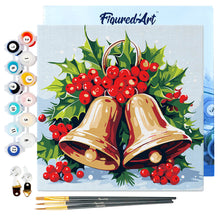 Cargar imagen en el visor de la galería, Mini Pintura por Números 20x20cm con bastidor - Campanas de Navidad