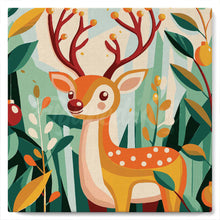 Cargar imagen en el visor de la galería, Mini Pintura por Números 20x20cm con bastidor - Reno dorado