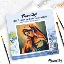 Cargar imagen en el visor de la galería, Mini Pintura por Números 20x20cm con bastidor - Virgen María rezando