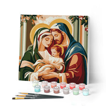 Cargar imagen en el visor de la galería, Mini Pintar por Números 20x20cm con bastidor - Sagrada Familia