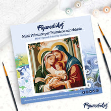 Cargar imagen en el visor de la galería, Mini Pintura por Números 20x20cm con bastidor - Sagrada Familia