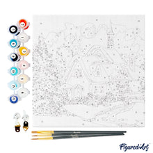 Cargar imagen en el visor de la galería, Mini Pintura por Números 20x20cm con bastidor - Casa roja en invierno