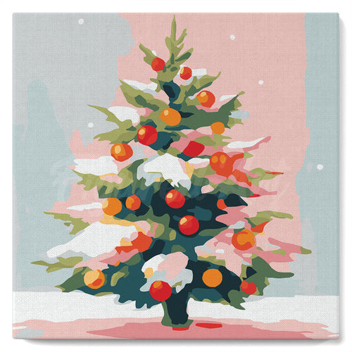 Mini Pintar por Números 20x20cm con bastidor - Árbol de Navidad nevado