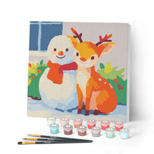 Cargar imagen en el visor de la galería, Mini Pintar por Números 20x20cm con bastidor - Amigos navideños