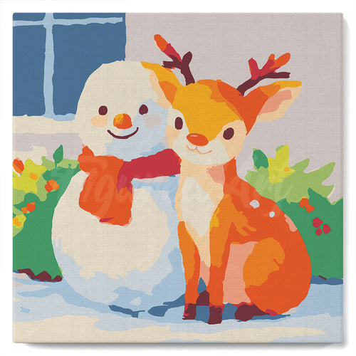 Mini Pintar por Números 20x20cm con bastidor - Amigos navideños
