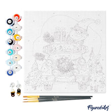 Cargar imagen en el visor de la galería, Mini Pintura por Números 20x20cm con bastidor - Camión de Papá Noel