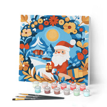 Cargar imagen en el visor de la galería, Mini Pintar por Números 20x20cm con bastidor - Corona y Papá Noel