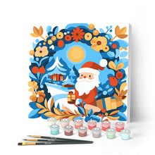 Cargar imagen en el visor de la galería, Mini Pintar por Números 20x20cm con bastidor - Corona y Papá Noel