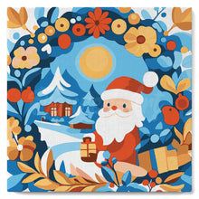 Cargar imagen en el visor de la galería, Mini Pintar por Números 20x20cm con bastidor - Corona y Papá Noel