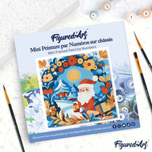 Cargar imagen en el visor de la galería, Mini Pintura por Números 20x20cm con bastidor - Corona y Papá Noel