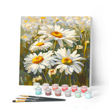 Cargar imagen en el visor de la galería, Pintar por numeros Figured'Art - Mini Pintura por Números 20x20cm con bastidor - Margaritas