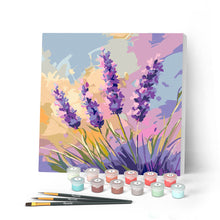 Cargar imagen en el visor de la galería, Pintar por numeros Figured'Art - Mini Pintura por Números 20x20cm con bastidor - Lavanda