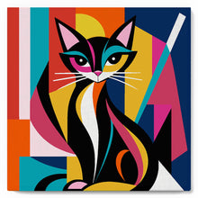 Cargar imagen en el visor de la galería, Mini Pintura por Números 20x20cm con bastidor - Gato Abstracto Audaz