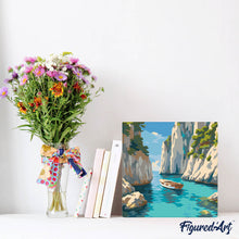 Cargar imagen en el visor de la galería, Mini Pintura por Números 20x20cm con bastidor - Cala Azul Tranquila