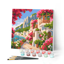 Cargar imagen en el visor de la galería, Pintar por numeros Figured'Art - Mini Pintura por Números 20x20cm con bastidor - Calle Florida de Capri