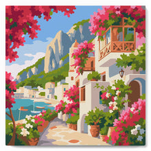 Cargar imagen en el visor de la galería, Mini Pintura por Números 20x20cm con bastidor - Calle Florida de Capri