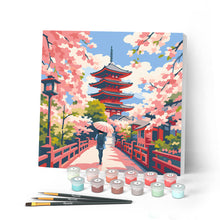 Cargar imagen en el visor de la galería, Pintar por numeros Figured'Art - Mini Pintura por Números 20x20cm con bastidor - Kioto en Flor