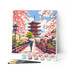 Cargar imagen en el visor de la galería, Pintar por numeros Figured'Art - Mini Pintura por Números 20x20cm con bastidor - Kioto en Flor