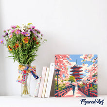 Cargar imagen en el visor de la galería, Mini Pintura por Números 20x20cm con bastidor - Kioto en Flor