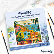 Cargar imagen en el visor de la galería, Mini Pintura por Números 20x20cm con bastidor - Ciudad costera marroquí