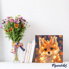 Cargar imagen en el visor de la galería, Mini Pintura por Números 20x20cm con bastidor - Pequeño Zorro con Luces