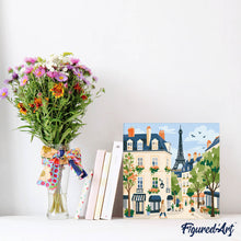 Cargar imagen en el visor de la galería, Mini Pintura por Números 20x20cm con bastidor - Calle de París en Acuarela