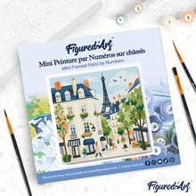 Cargar imagen en el visor de la galería, Mini Pintura por Números 20x20cm con bastidor - Calle de París en Acuarela