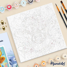 Cargar imagen en el visor de la galería, Mini Pintura por Números 20x20cm con bastidor - Highland Cow reina del jardín