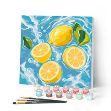 Cargar imagen en el visor de la galería, Pintar por numeros Figured'Art - Mini Pintura por Números 20x20cm con bastidor - Brisa de cítricos
