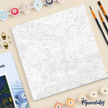 Cargar imagen en el visor de la galería, Mini Pintura por Números 20x20cm con bastidor - Van Gogh - Terraza de café por la noche